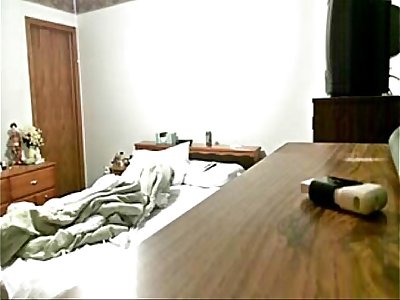 My mom masturbating in bed room caught by hidden webcam