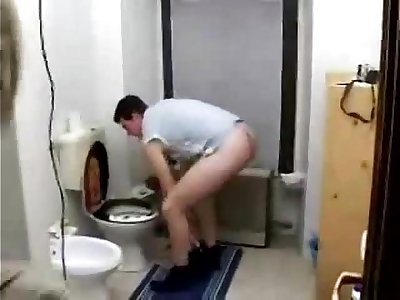Mature Mummy Son Fuckfest in Toilet