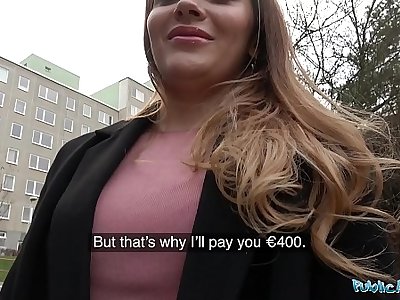 Public Agent Russian shaven twat humped for cash